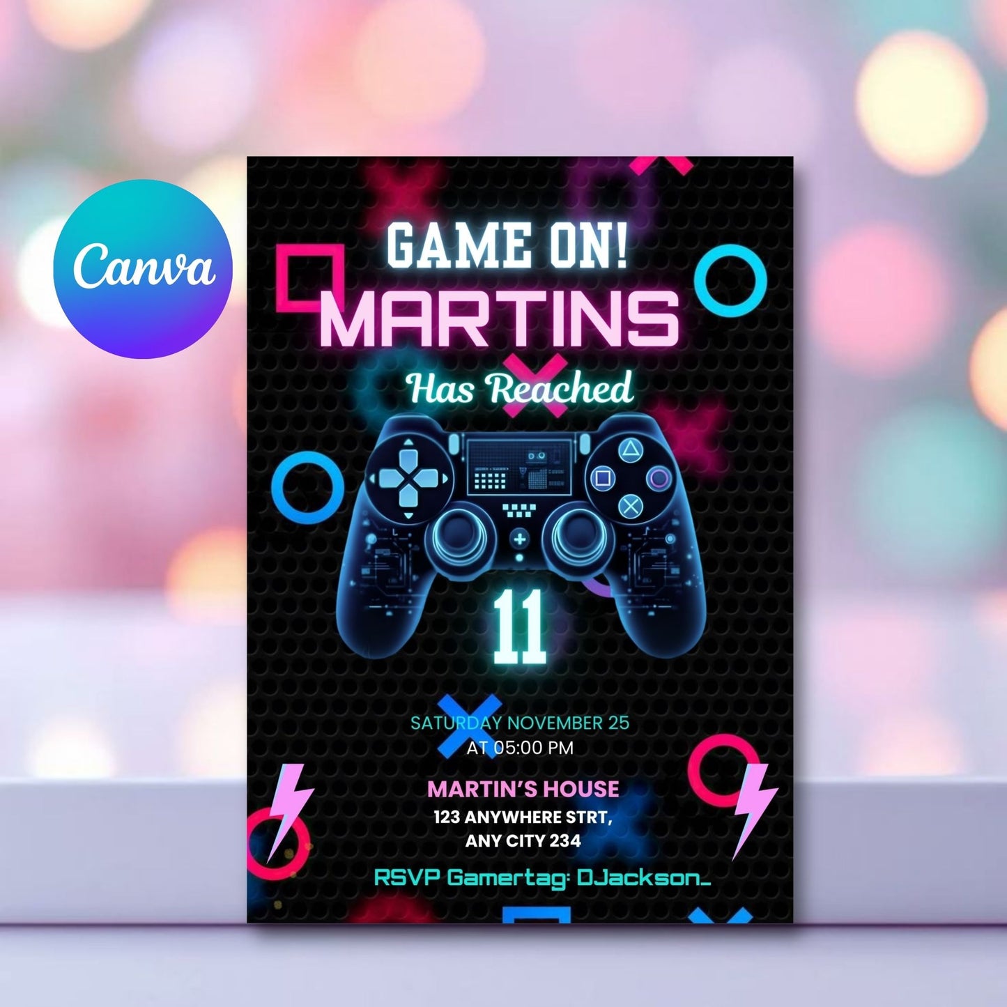 EDITABLE GAME ON BIRTHDAY INVITATION