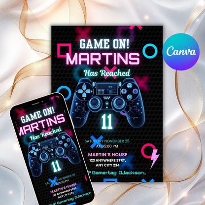 EDITABLE GAME ON BIRTHDAY INVITATION