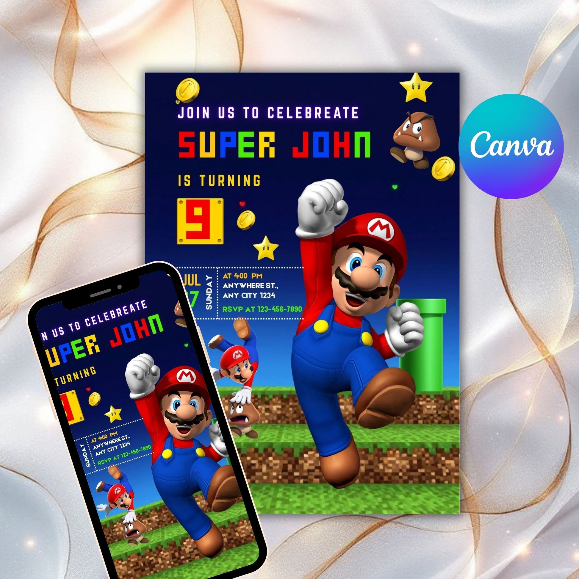 SUPER MARIO BIRTHDAY INVITATION