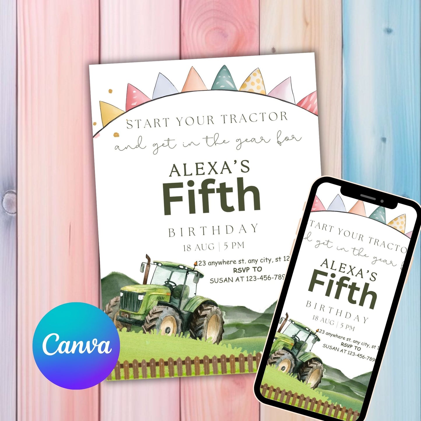 Tractor Birthday Invitation