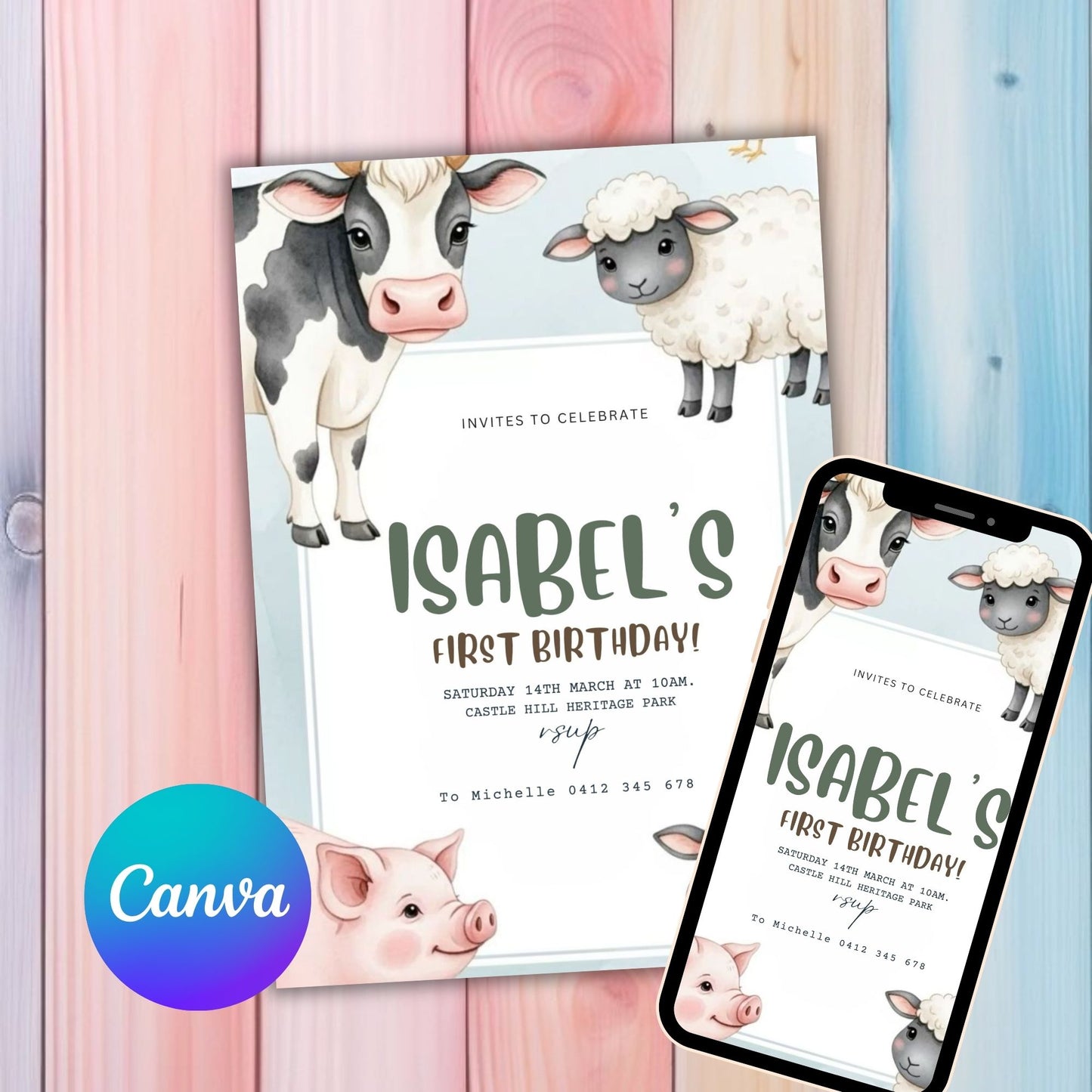 Farm Birthday Invitation two