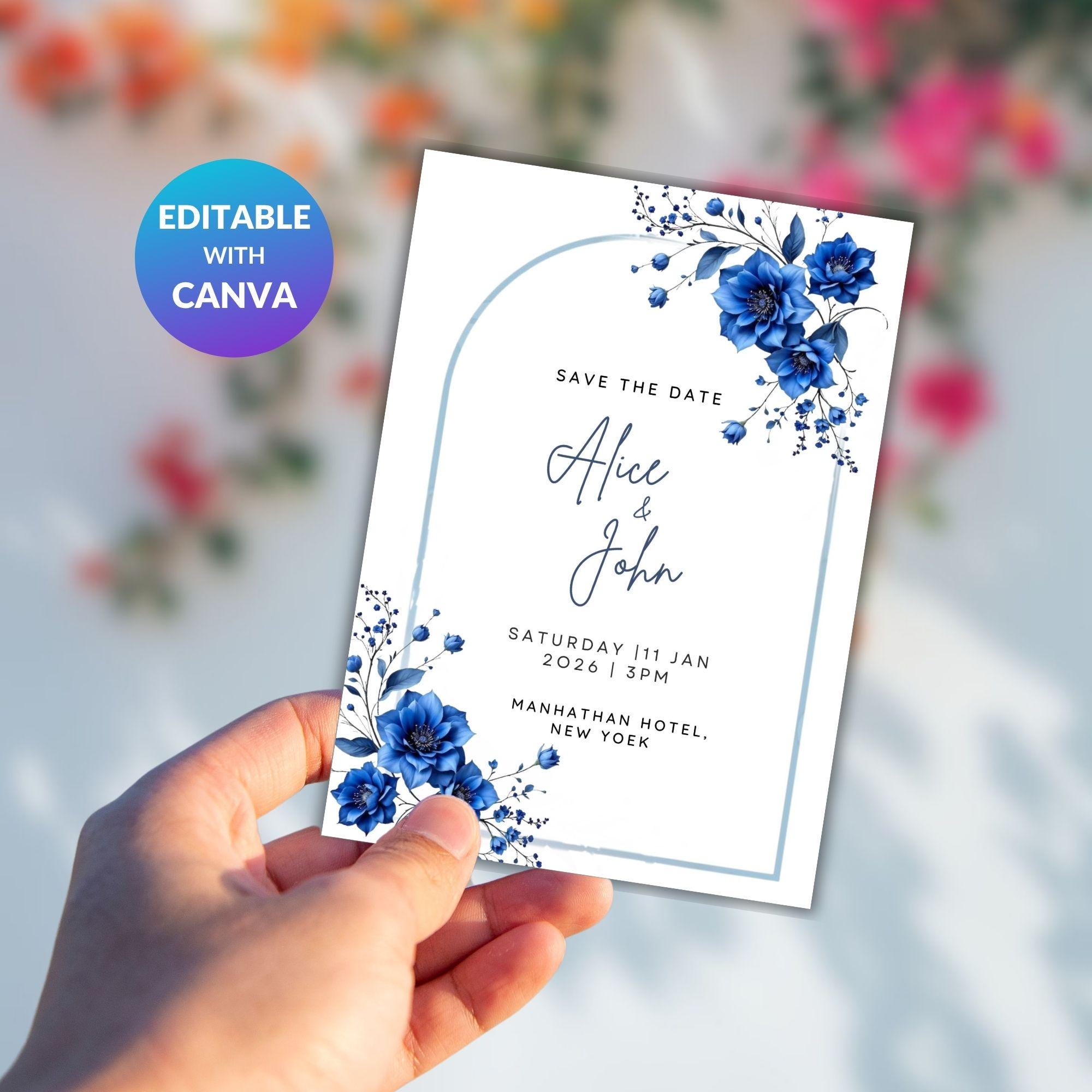Editable Wedding Save the Date Card - Modern Minimalist Design