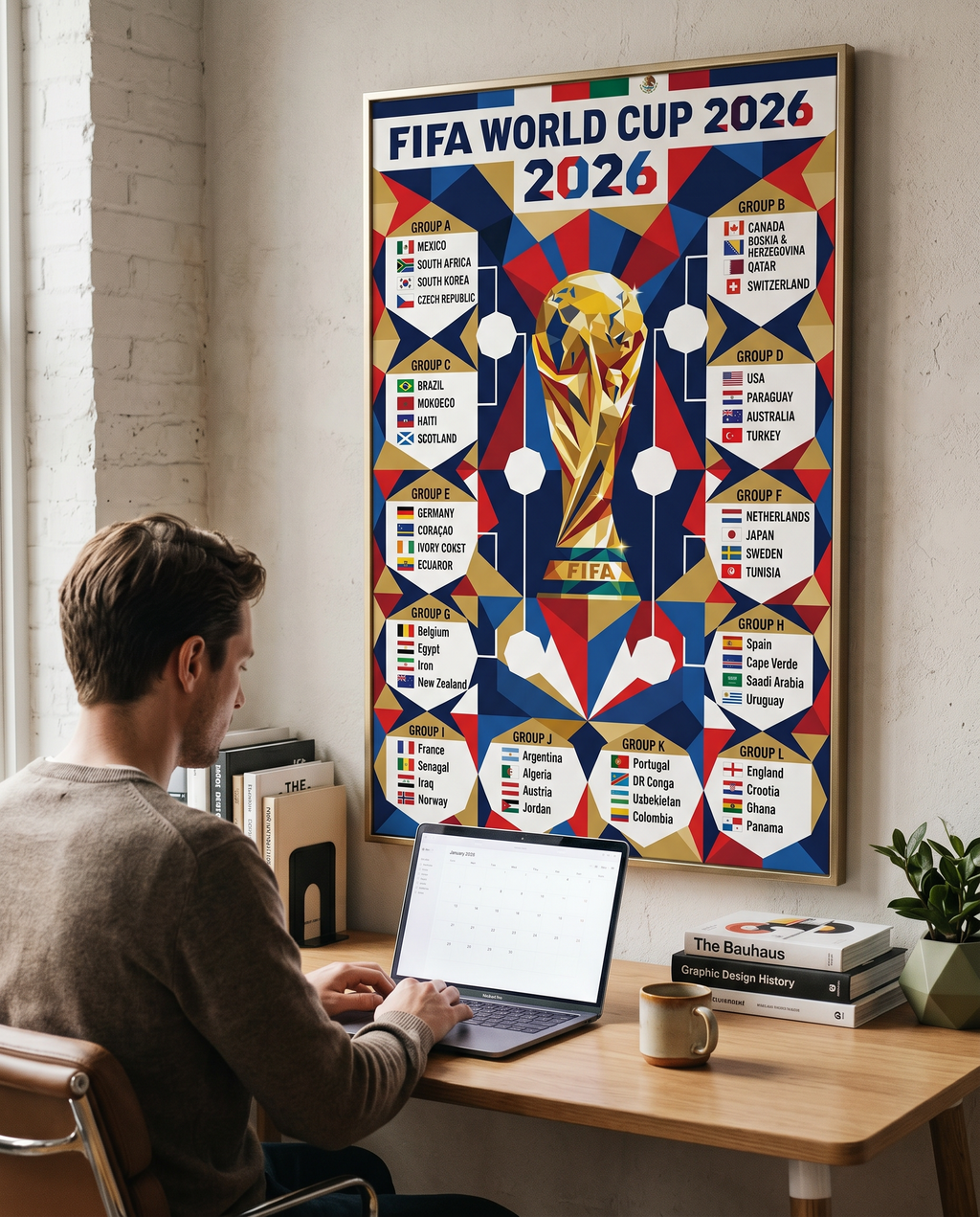 FIFA World Cup 2026 Geometric Poster | Modern Bold Tournament Schedule Chart