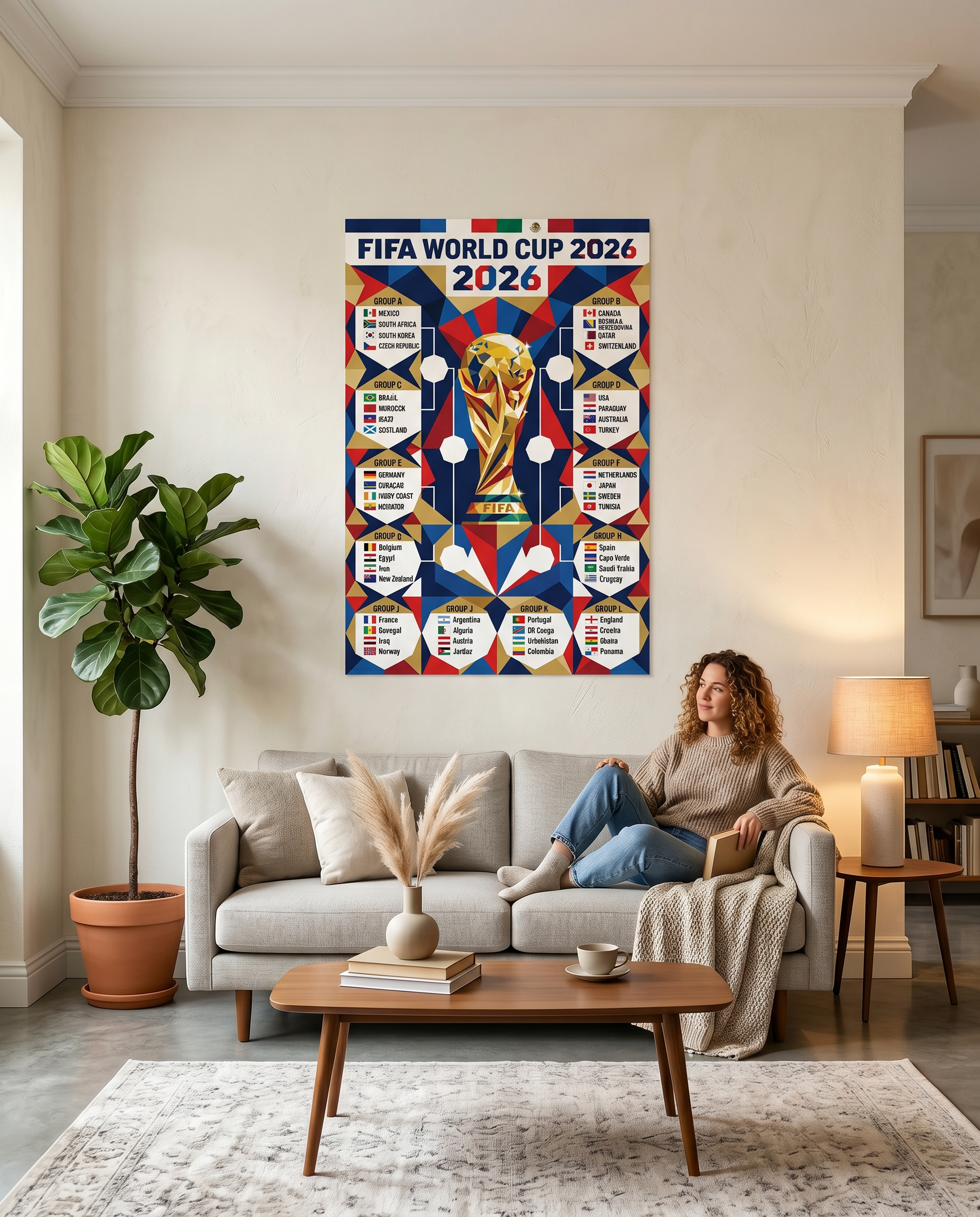FIFA World Cup 2026 Geometric Poster | Modern Bold Tournament Schedule Chart