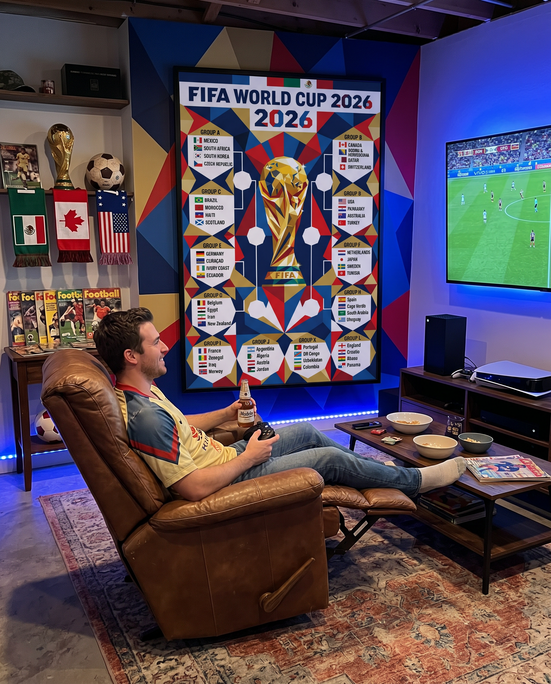 FIFA World Cup 2026 Geometric Poster | Modern Bold Tournament Schedule Chart