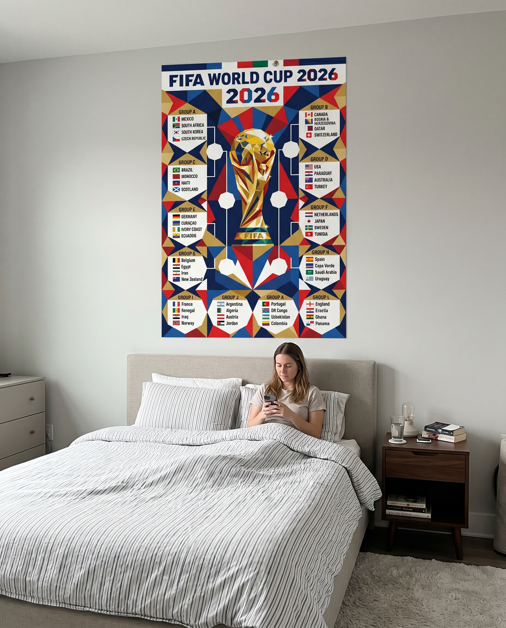 FIFA World Cup 2026 Geometric Poster | Modern Bold Tournament Schedule Chart