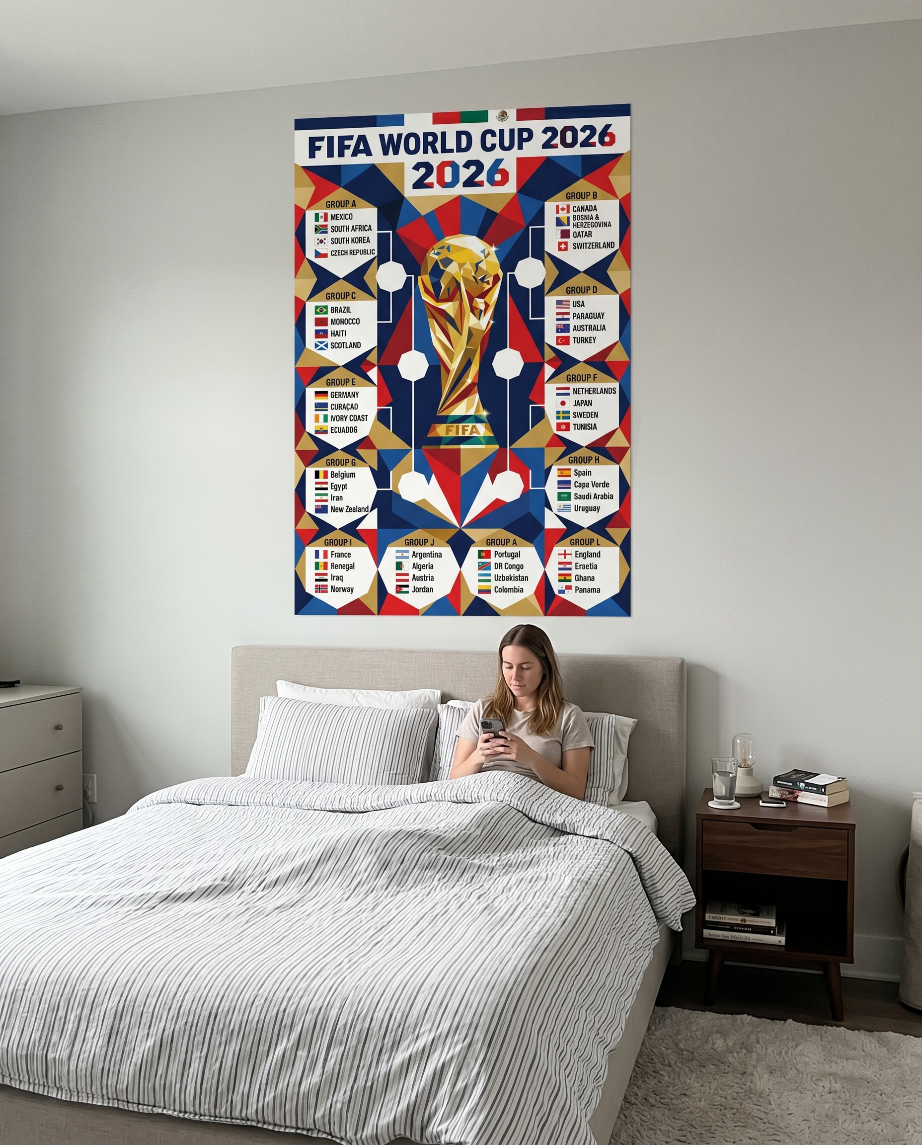 FIFA World Cup 2026 Geometric Poster | Modern Bold Tournament Schedule Chart