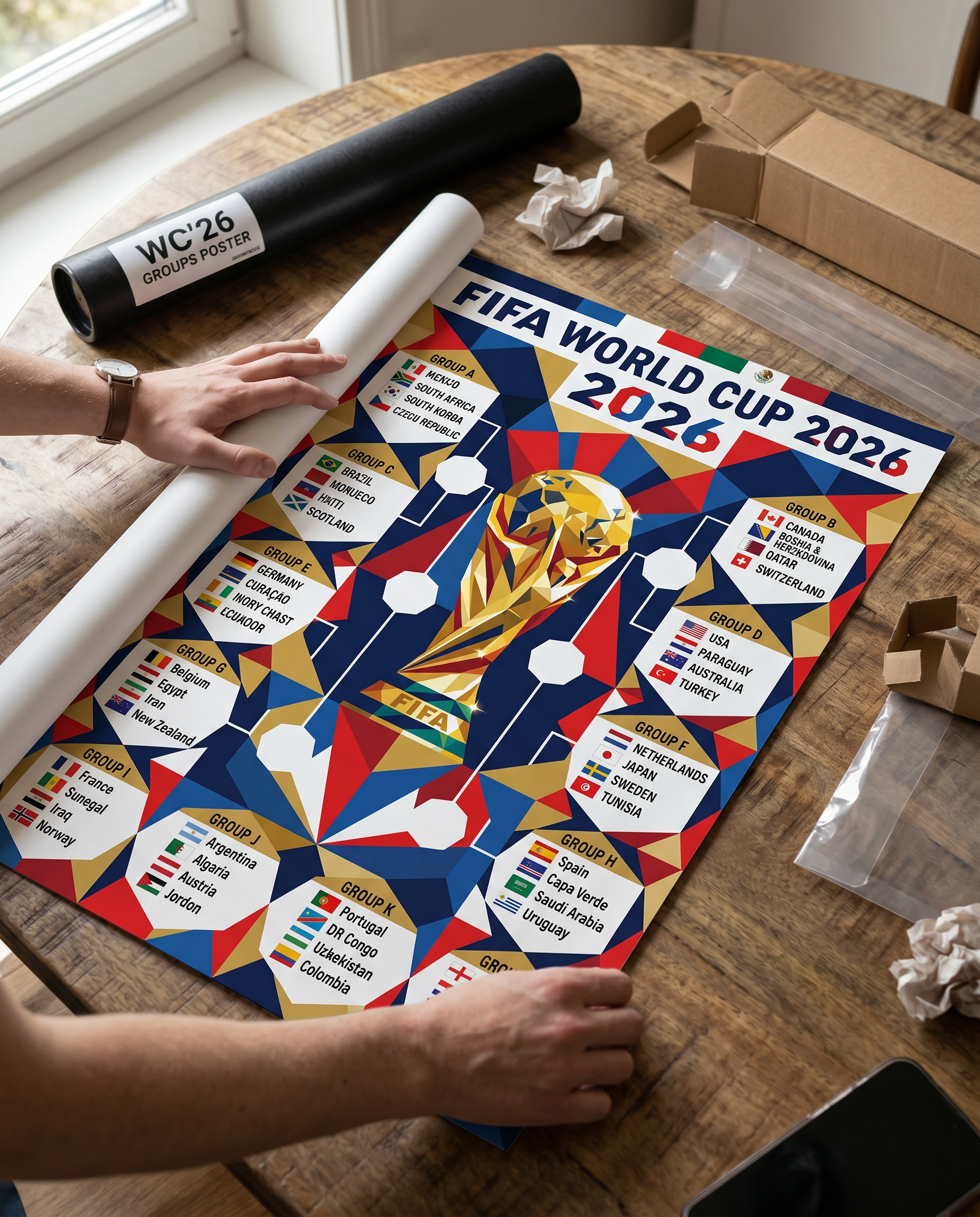 FIFA World Cup 2026 Geometric Poster | Modern Bold Tournament Schedule Chart