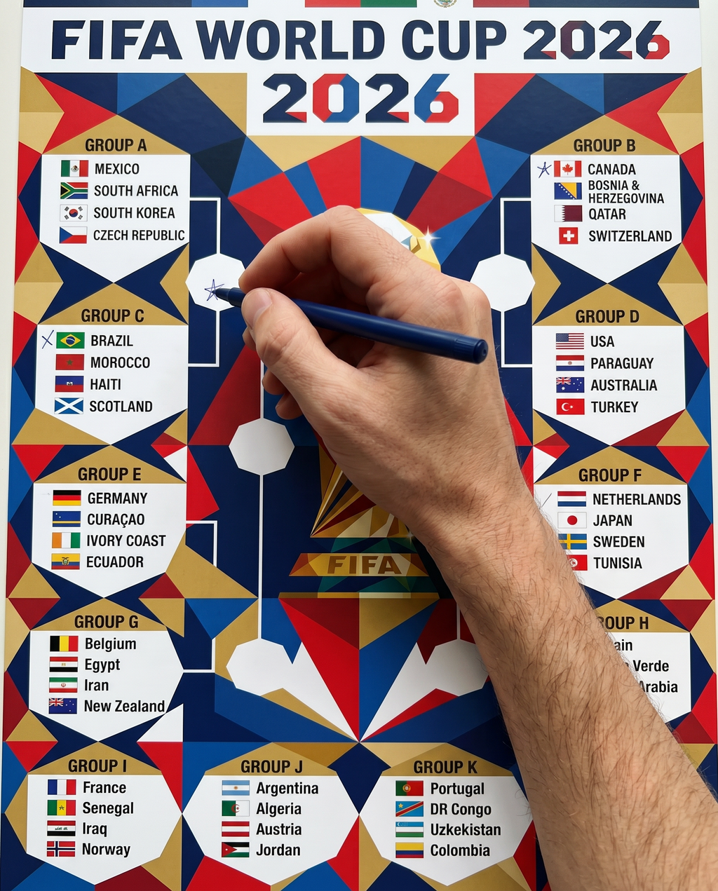 FIFA World Cup 2026 Geometric Poster | Modern Bold Tournament Schedule Chart