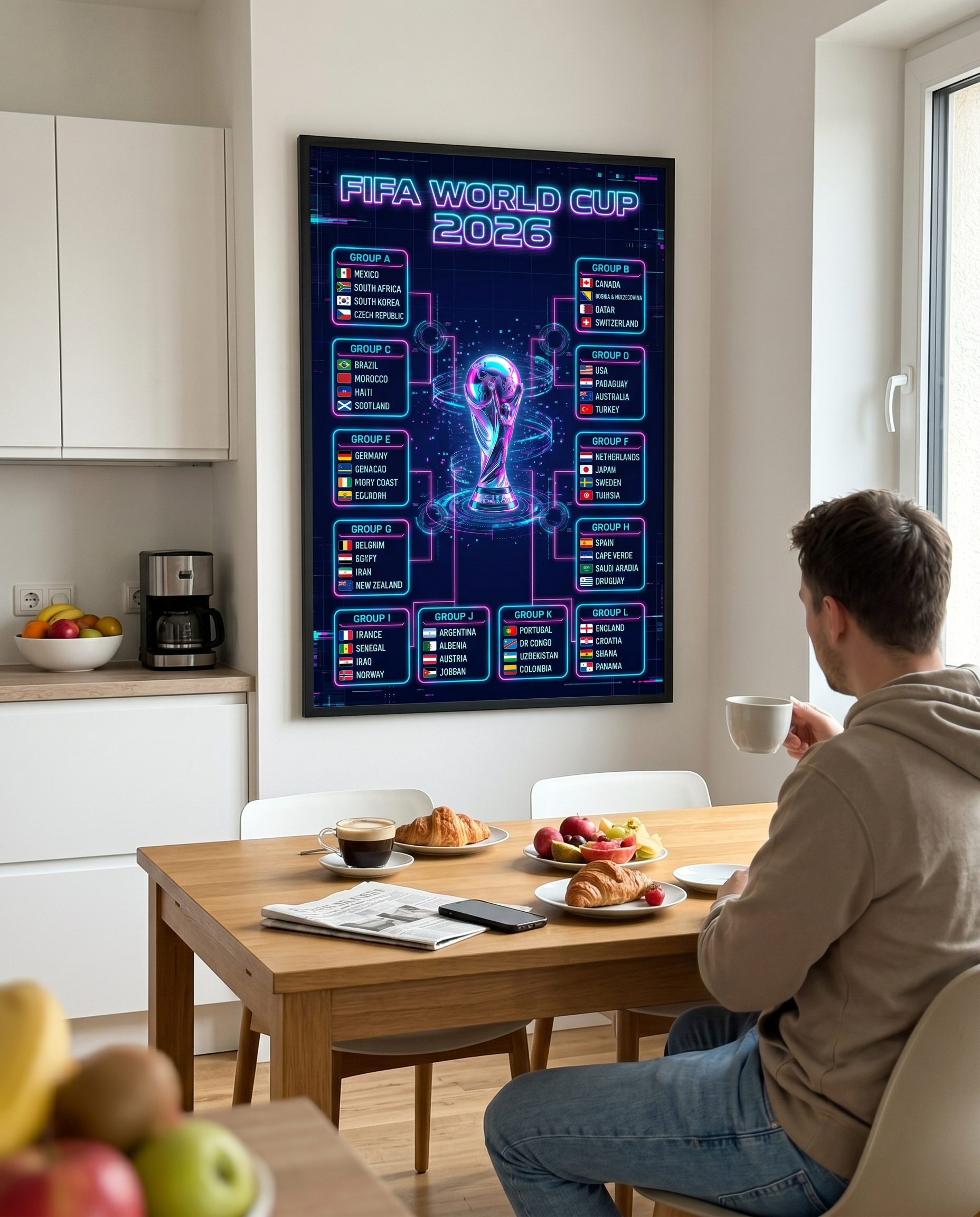 FIFA World Cup 2026 Printable Wall Chart | Minimalist Tournament Bracket Tracker