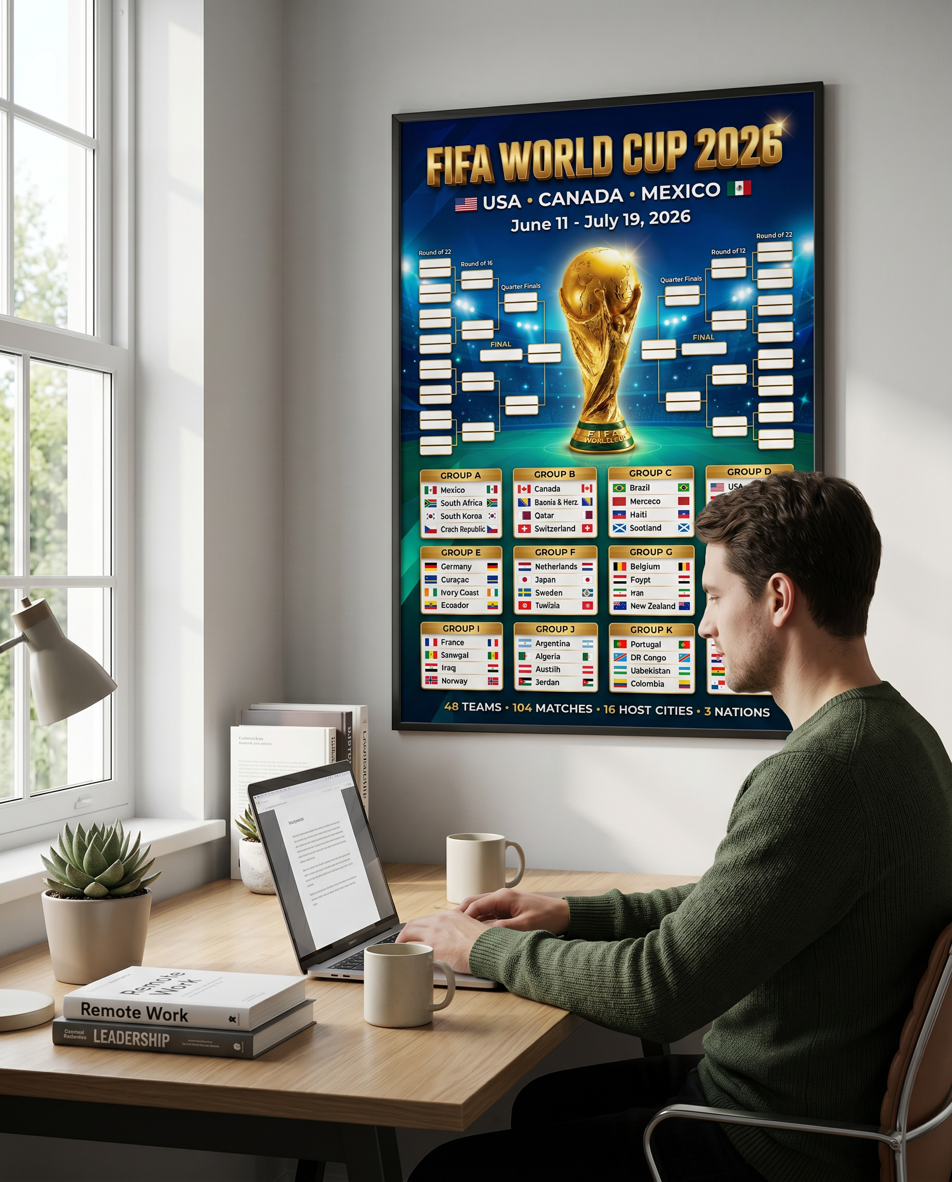 FIFA World Cup 2026 Watercolor Poster | Artistic Printable Tournament Bracket