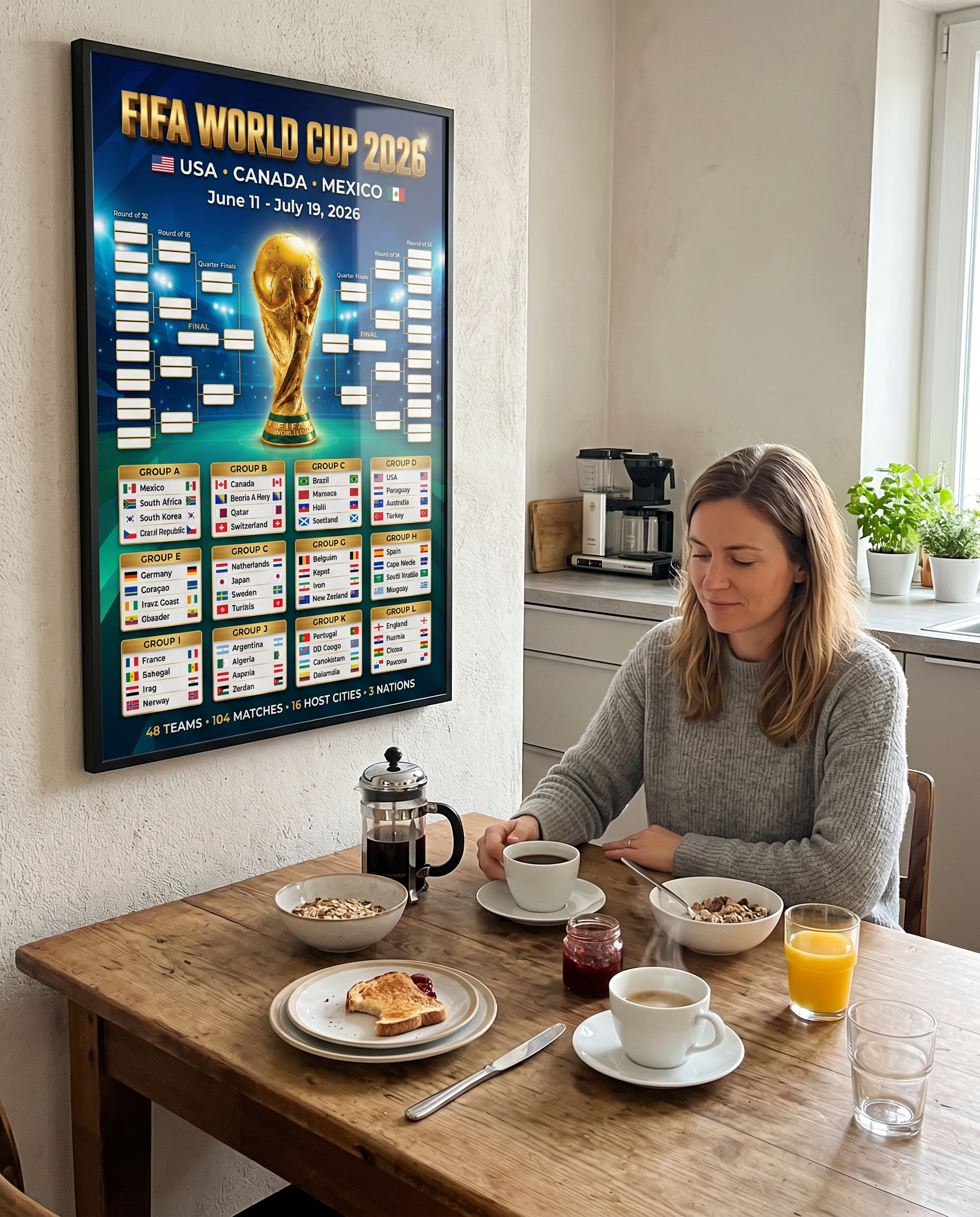 FIFA World Cup 2026 Watercolor Poster | Artistic Printable Tournament Bracket