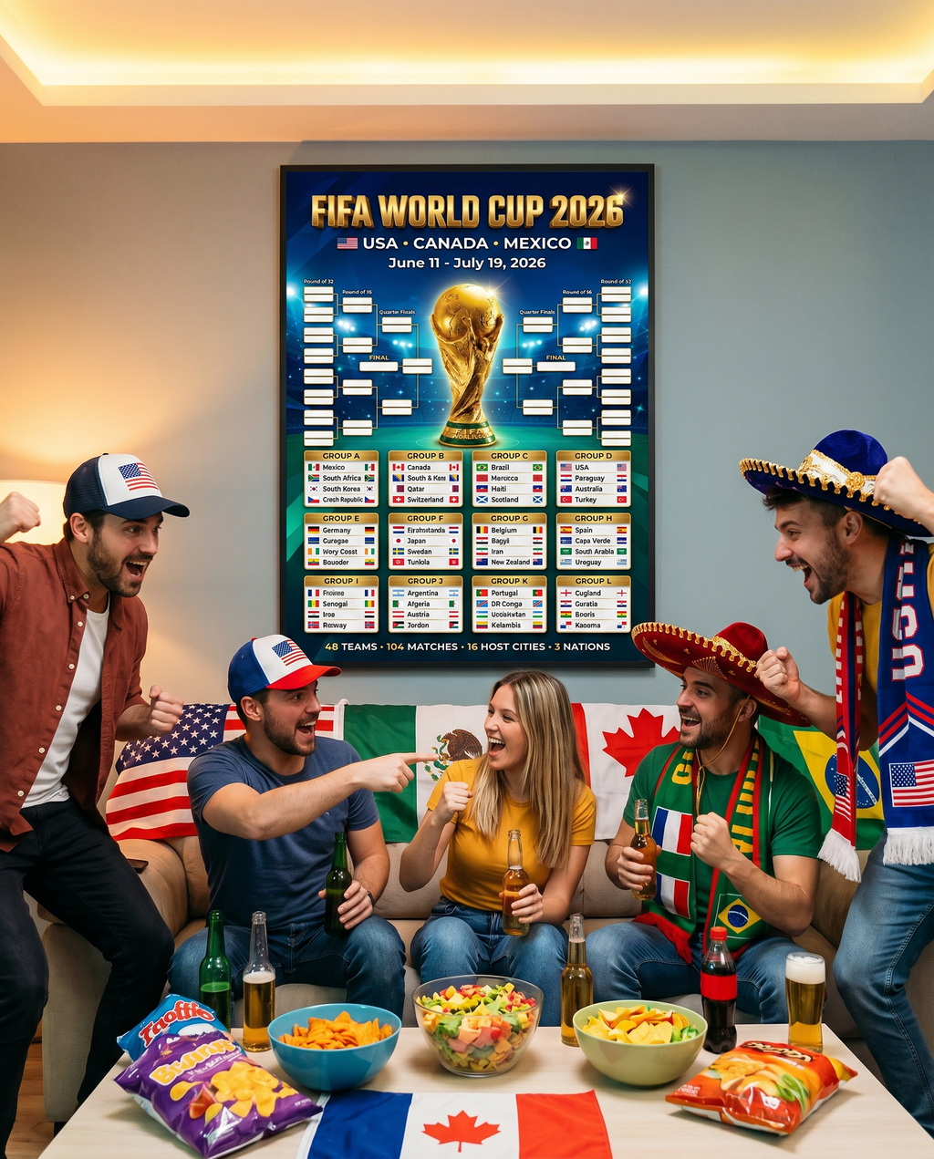 FIFA World Cup 2026 Watercolor Poster | Artistic Printable Tournament Bracket