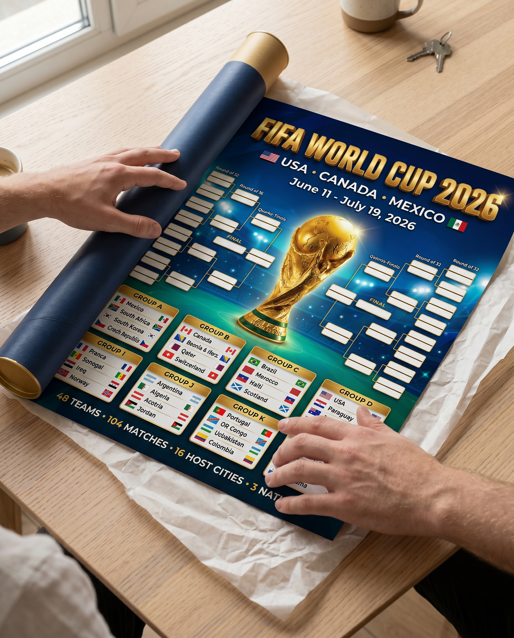 FIFA World Cup 2026 Watercolor Poster | Artistic Printable Tournament Bracket