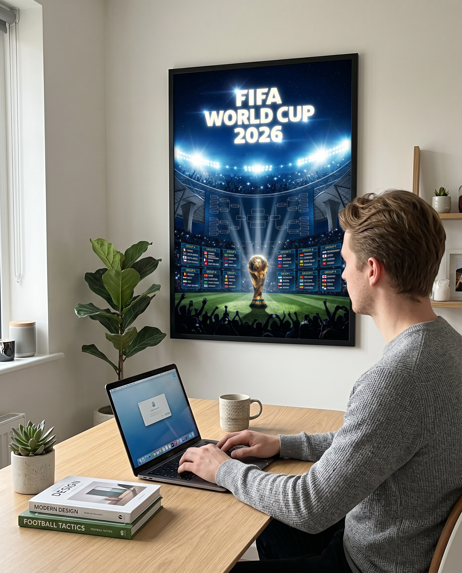 FIFA World Cup 2026 Gold Trophy Poster | Luxury Printable Tournament Bracket