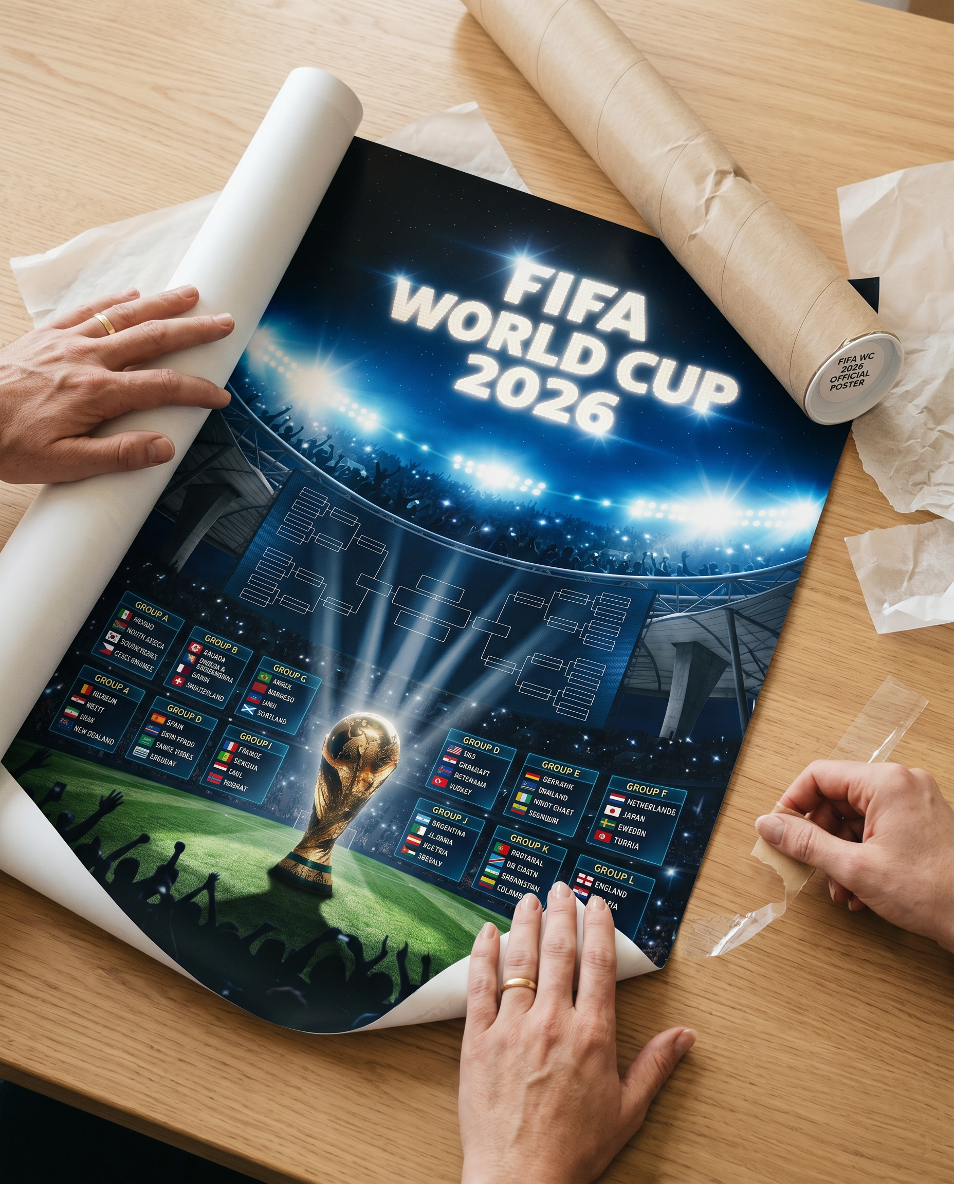 FIFA World Cup 2026 Gold Trophy Poster | Luxury Printable Tournament Bracket