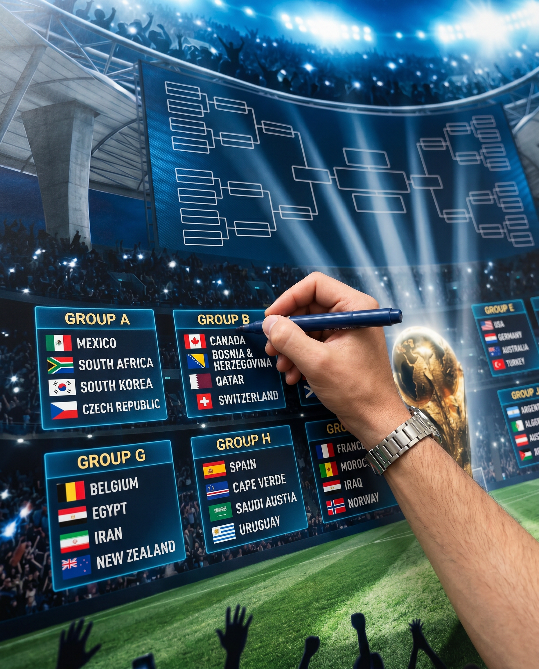 FIFA World Cup 2026 Gold Trophy Poster | Luxury Printable Tournament Bracket