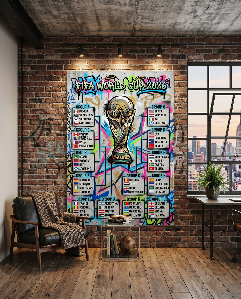 FIFA World Cup 2026 Retro Poster | Vintage Printable Tournament Schedule & Bracket