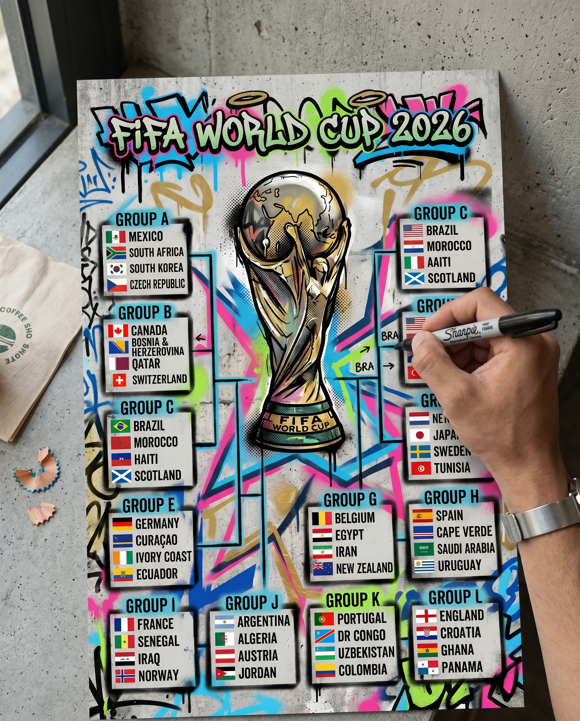 FIFA World Cup 2026 Retro Poster | Vintage Printable Tournament Schedule & Bracket