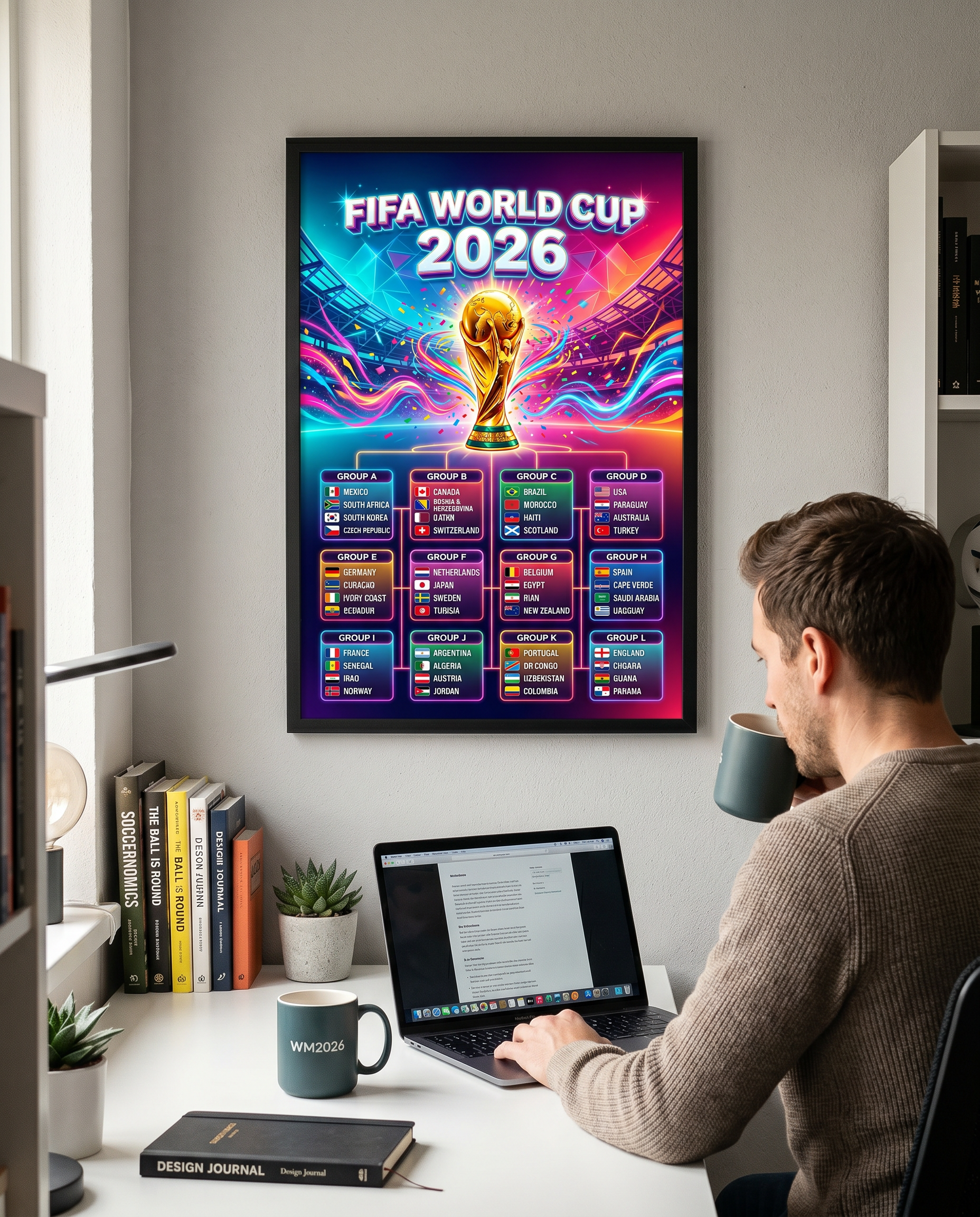 FIFA World Cup 2026 Neon Poster | Futuristic Cyberpunk Tournament Tracker