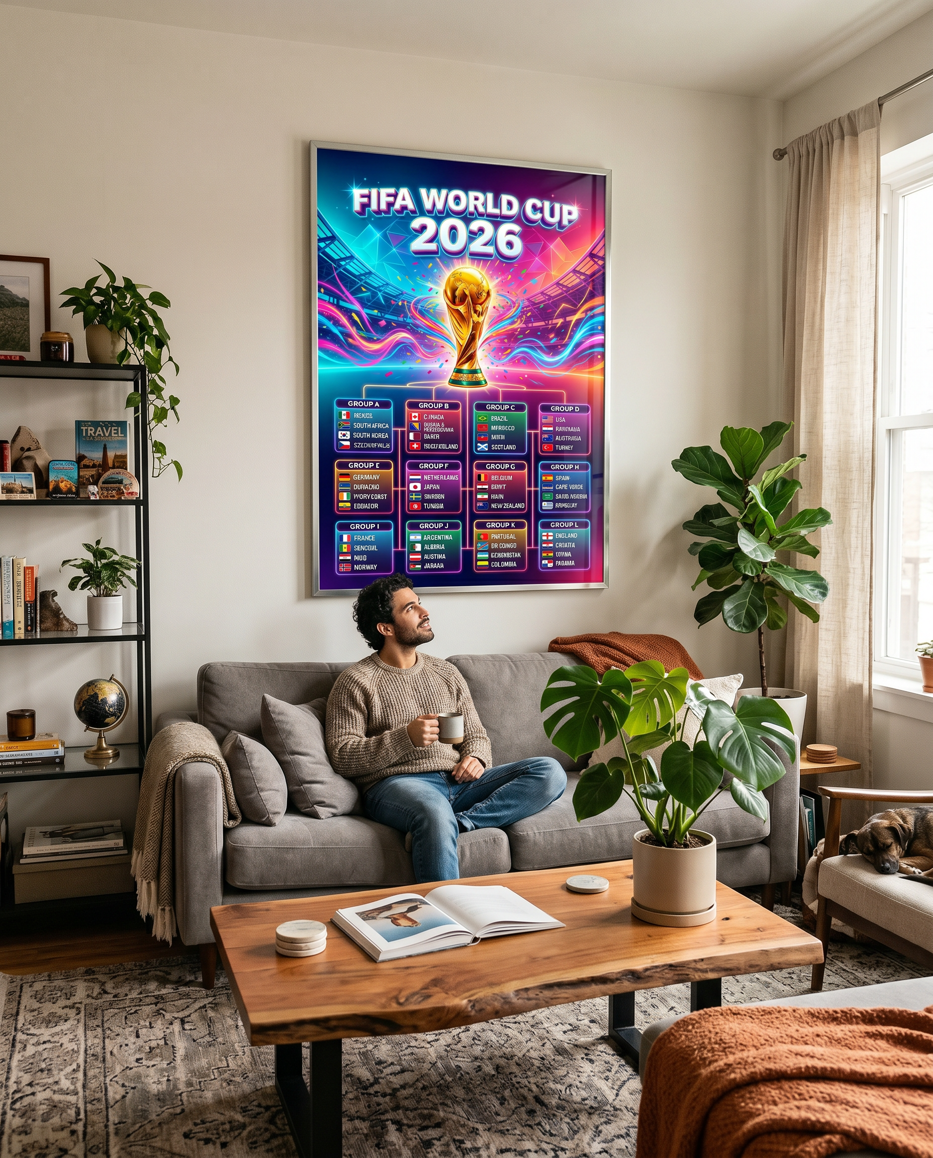 FIFA World Cup 2026 Neon Poster | Futuristic Cyberpunk Tournament Tracker