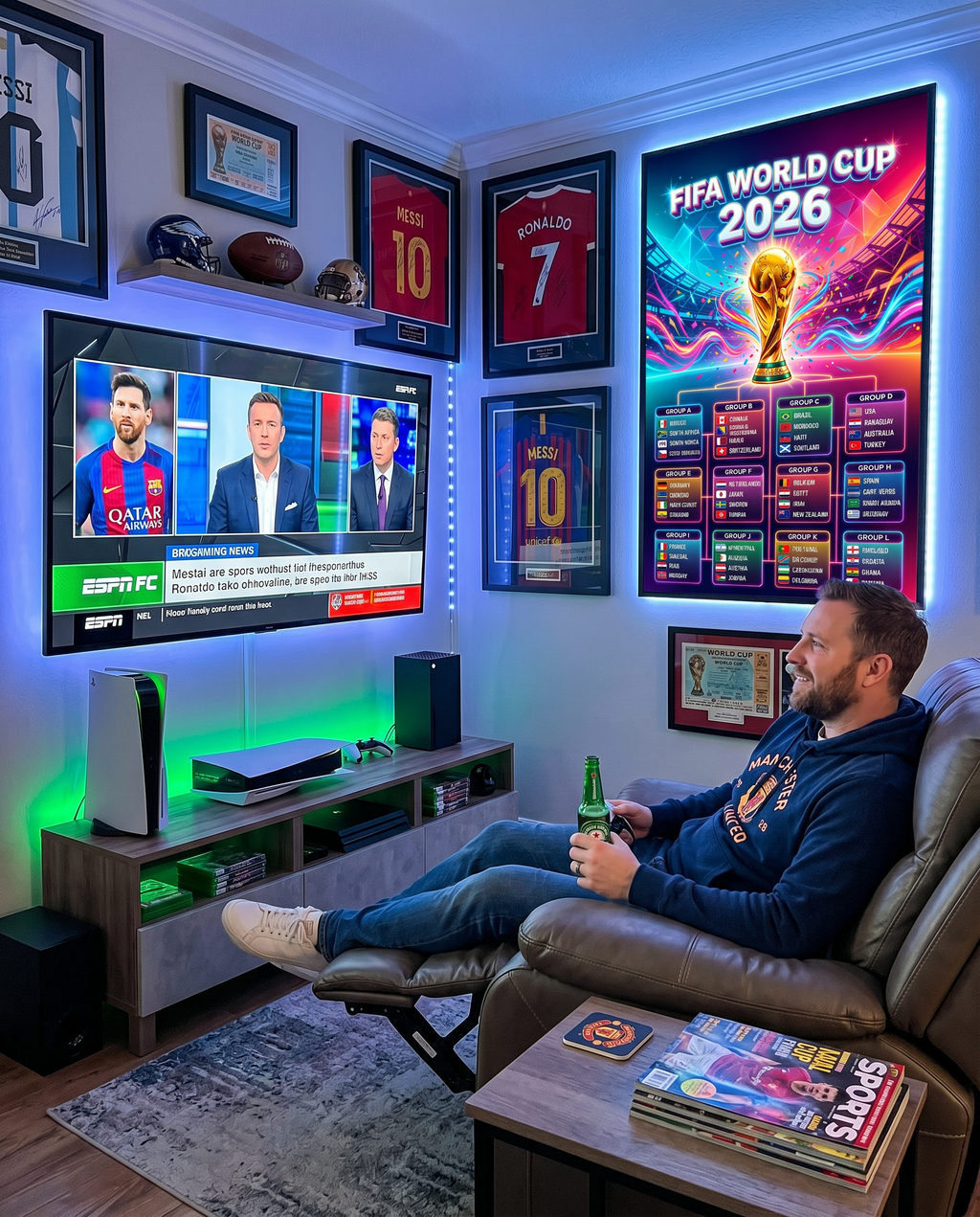 FIFA World Cup 2026 Neon Poster | Futuristic Cyberpunk Tournament Tracker
