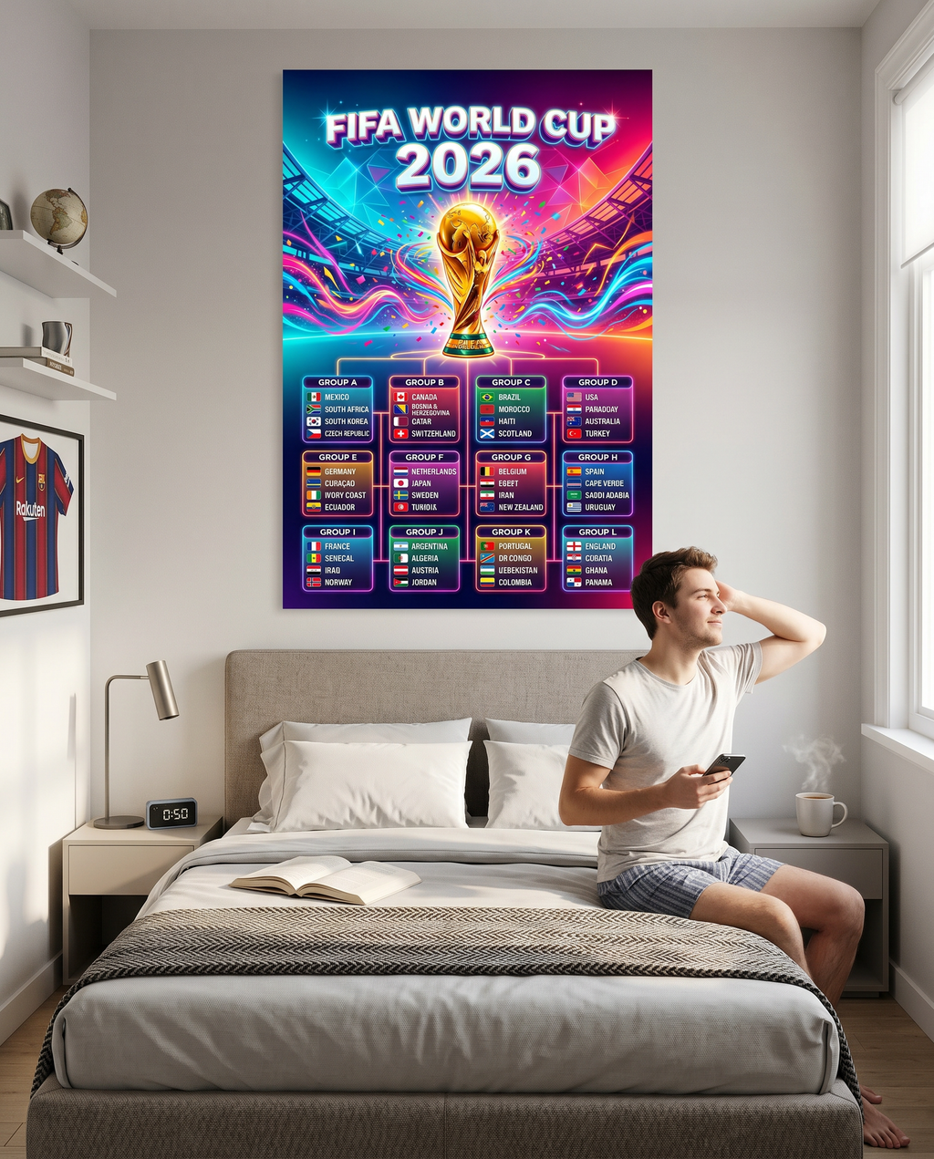 FIFA World Cup 2026 Neon Poster | Futuristic Cyberpunk Tournament Tracker