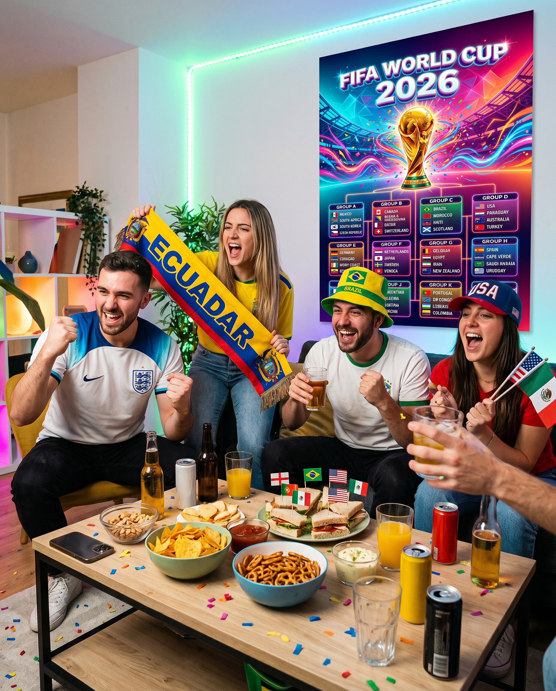 FIFA World Cup 2026 Neon Poster | Futuristic Cyberpunk Tournament Tracker