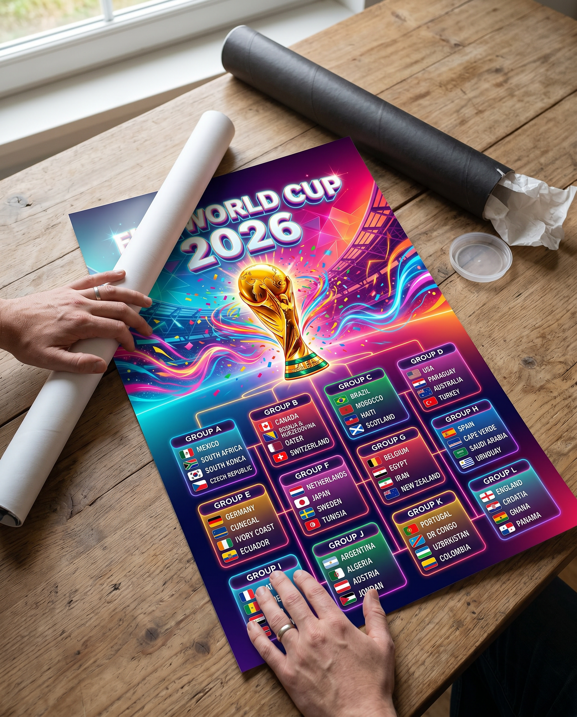 FIFA World Cup 2026 Neon Poster | Futuristic Cyberpunk Tournament Tracker