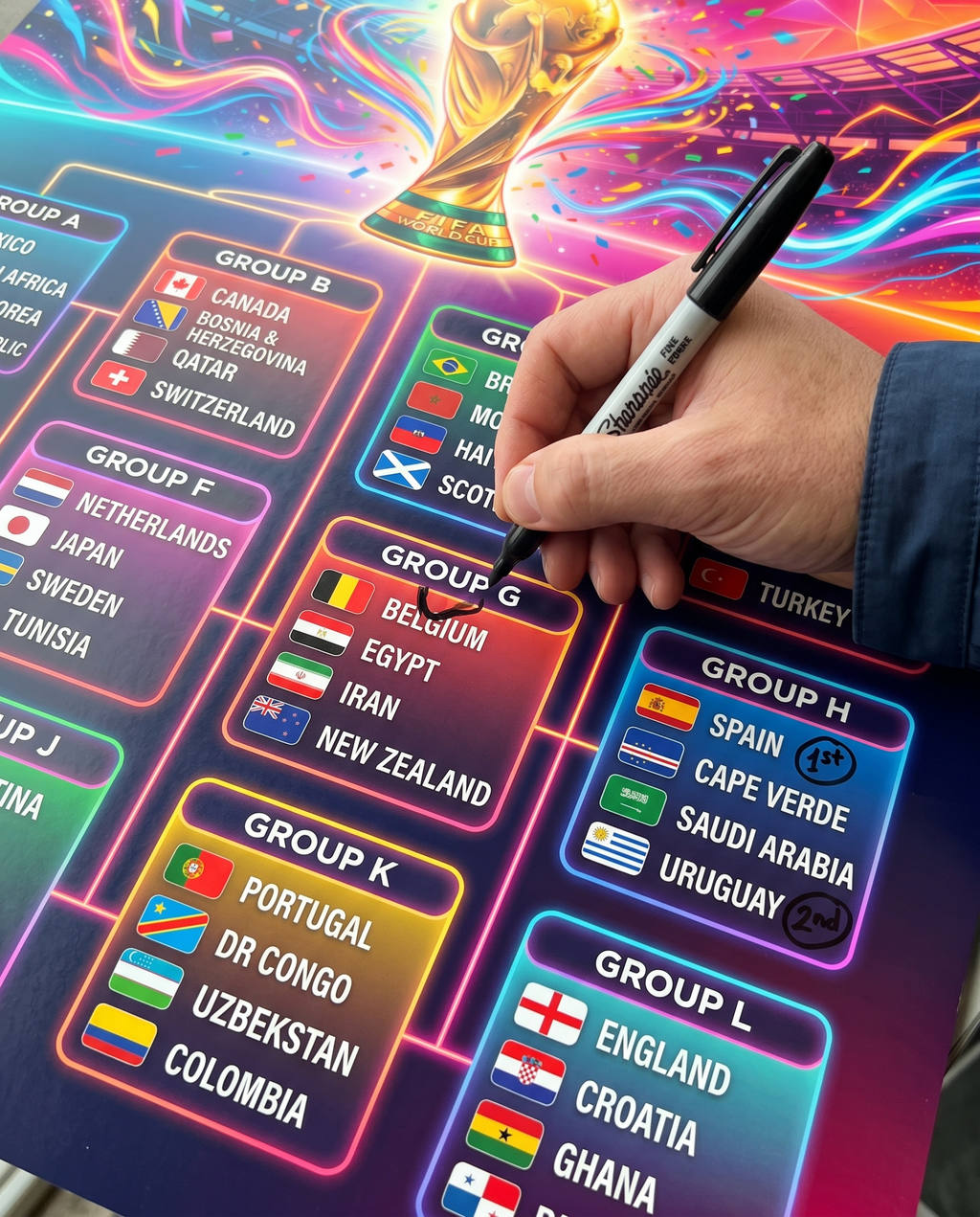 FIFA World Cup 2026 Neon Poster | Futuristic Cyberpunk Tournament Tracker