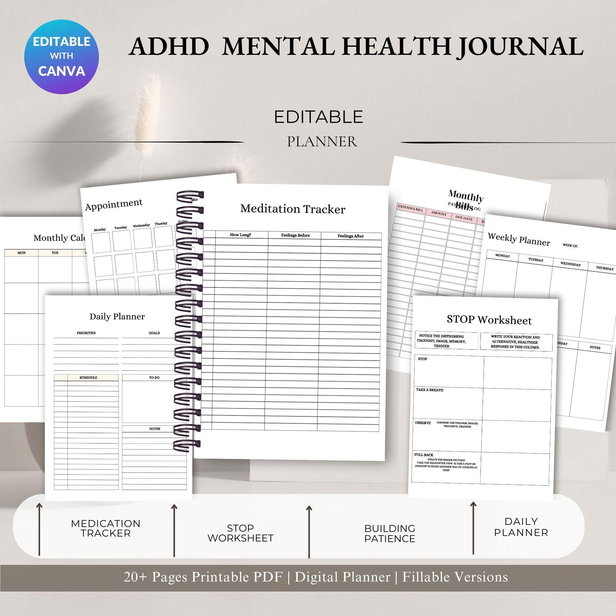 ADHD Planner – Mood Tracker & Daily Planner (Printable PDF)