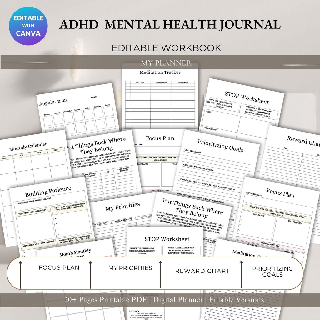 ADHD Planner – Mood Tracker & Daily Planner (Printable PDF)