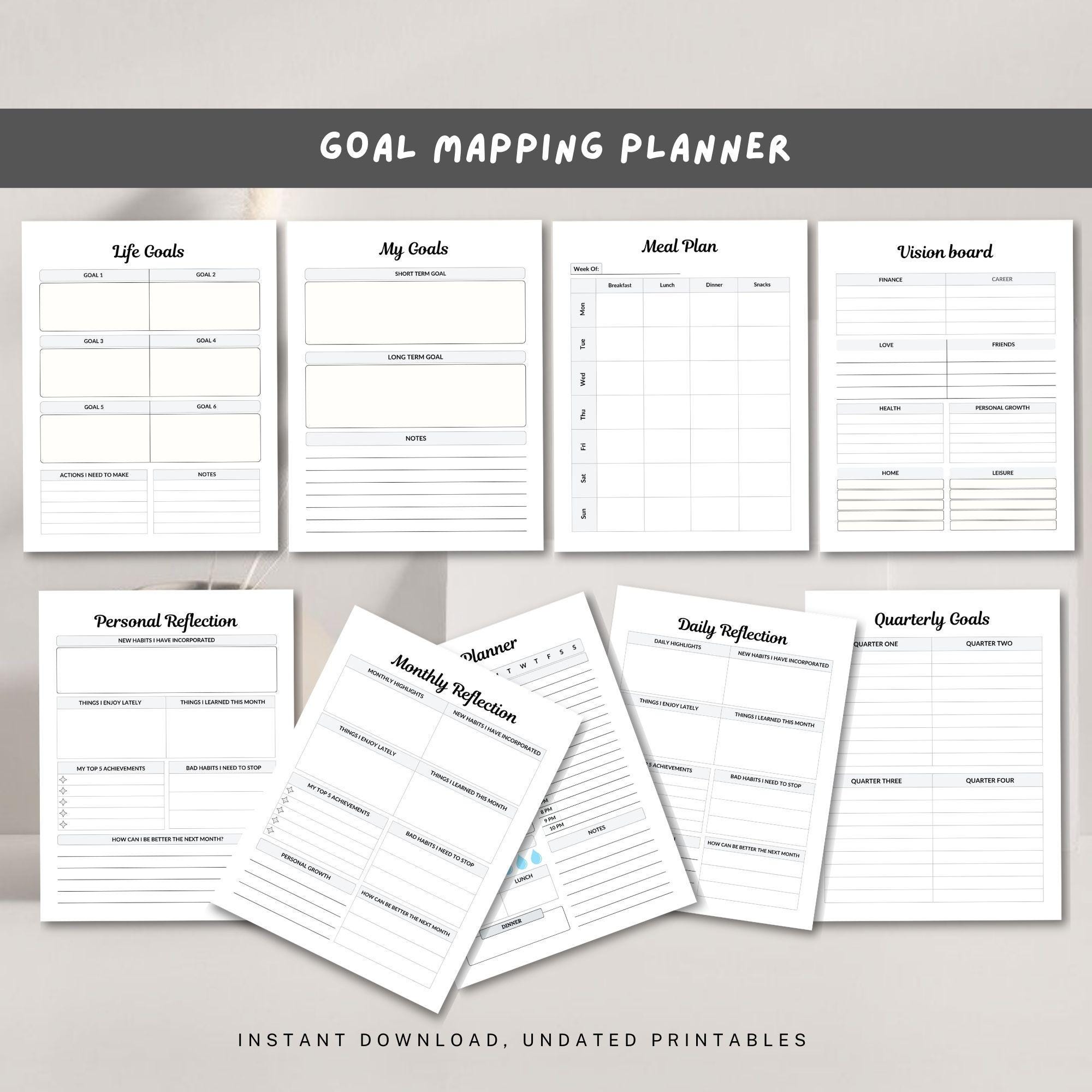 Goal Mapping Planner – Personal Growth & Action Plan (Printable PDF)