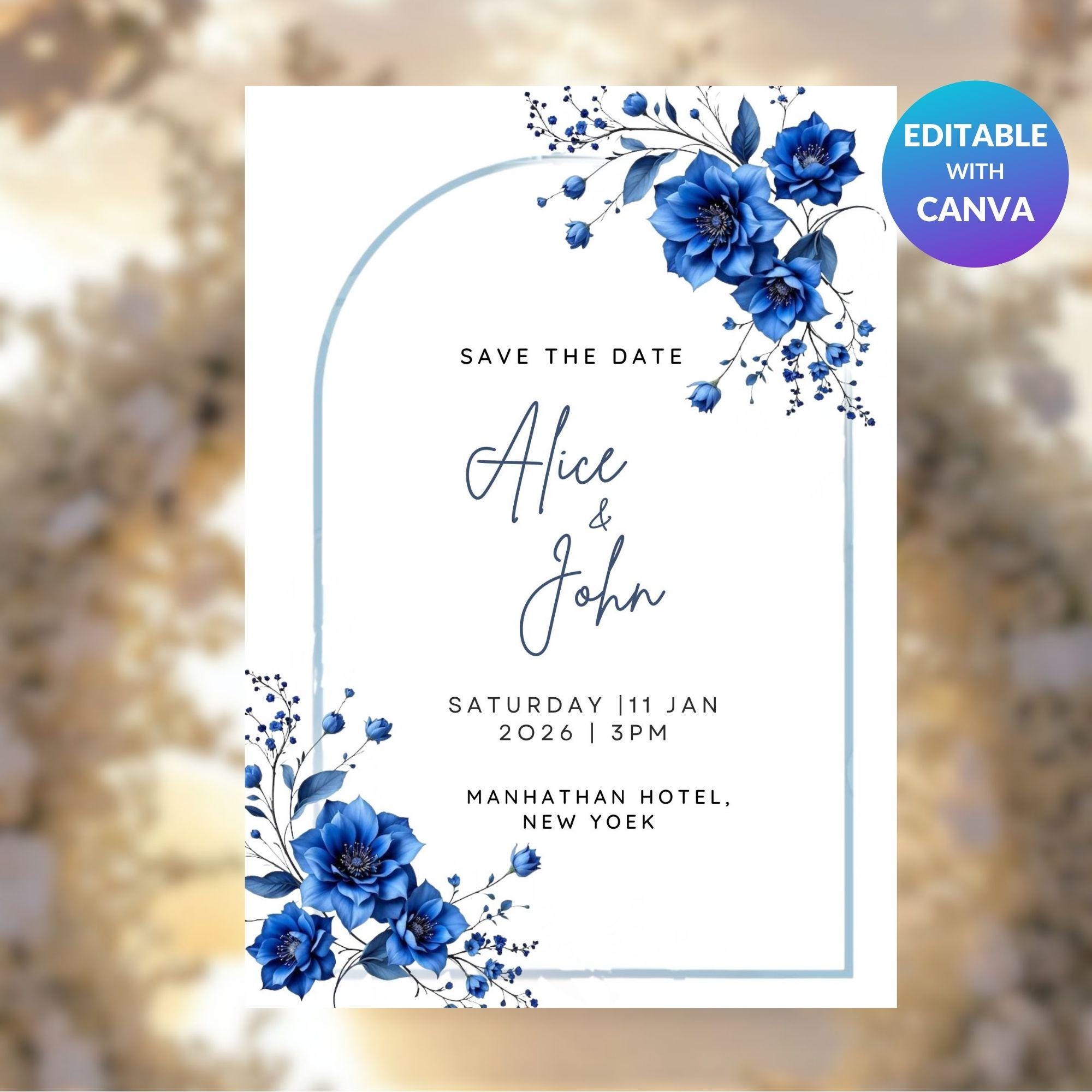 Editable Wedding Save the Date Card - Modern Minimalist Design