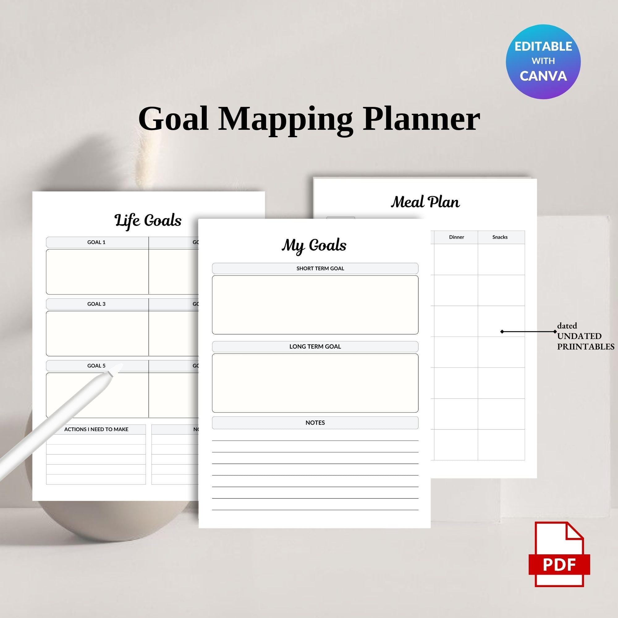 Goal Mapping Planner – Personal Growth & Action Plan (Printable PDF)
