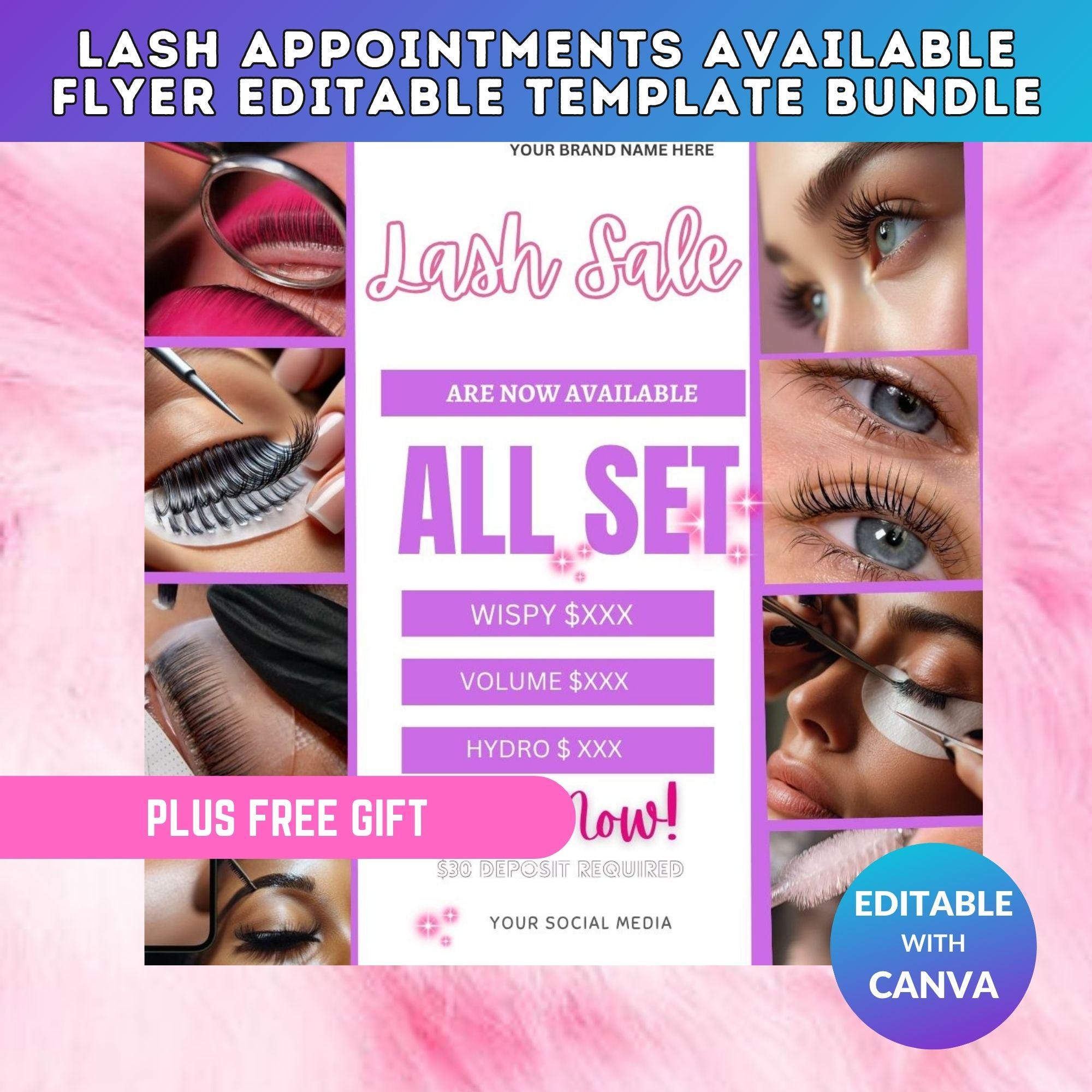 Lash Appointment Flyer Bundle – Customizable Canva Templates for Salons