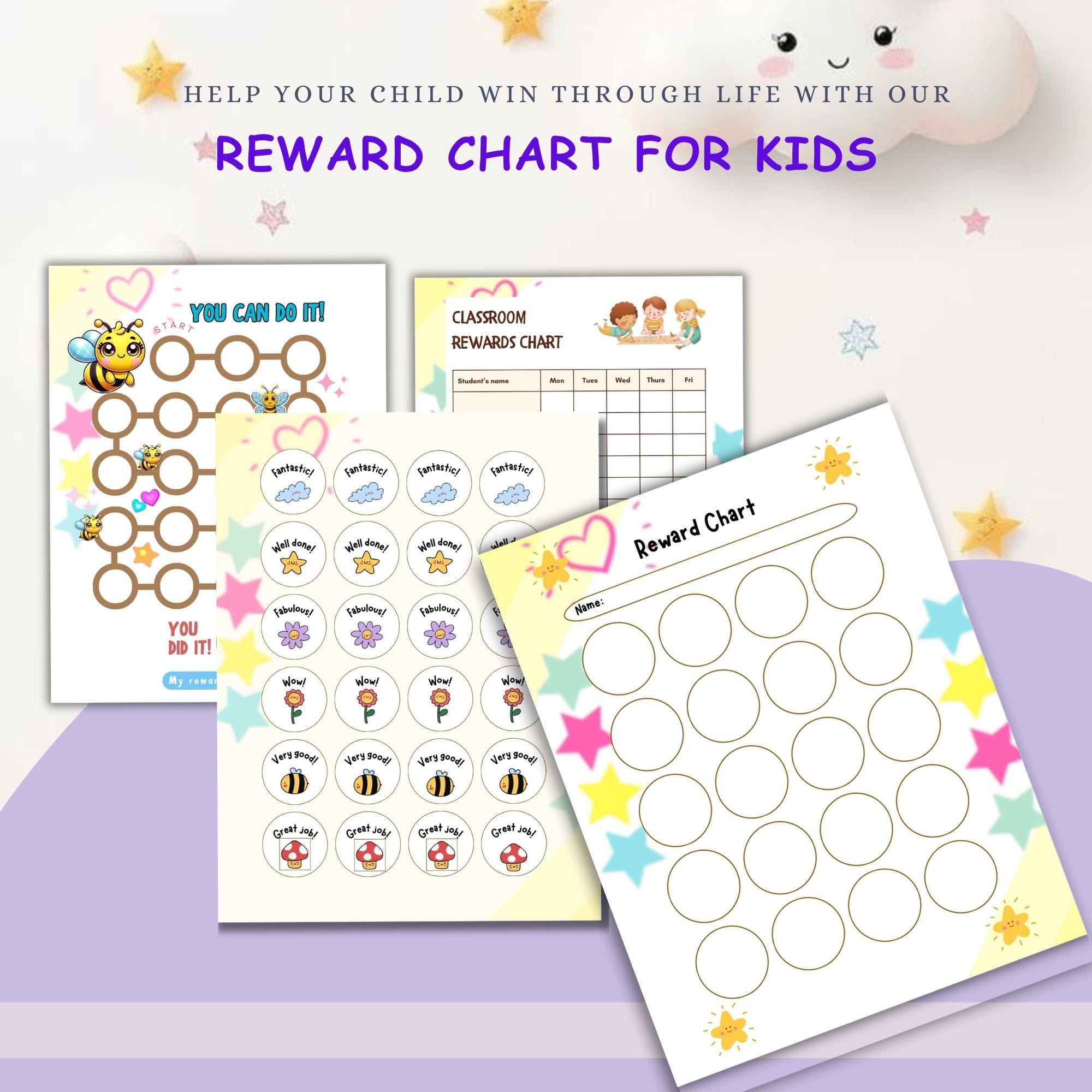 Behavior Reward Chart: Kid-Friendly Chore and Habit Tracker - Printable
