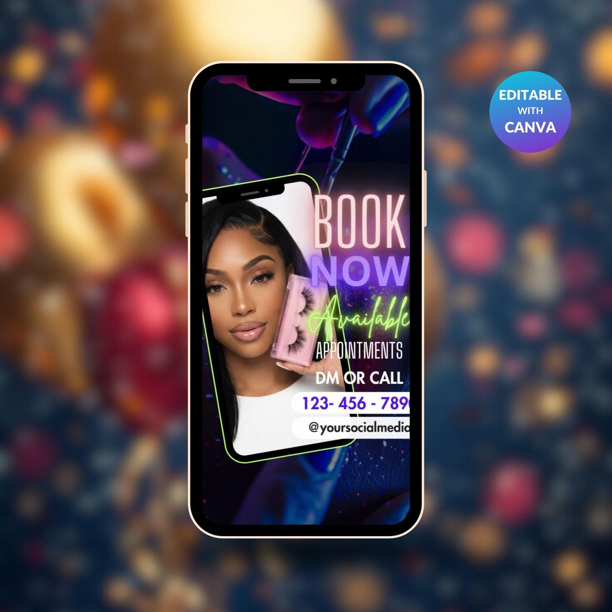 Book Now Flyer – Beauty Salon Promo for Lash, Nail & Hair Services