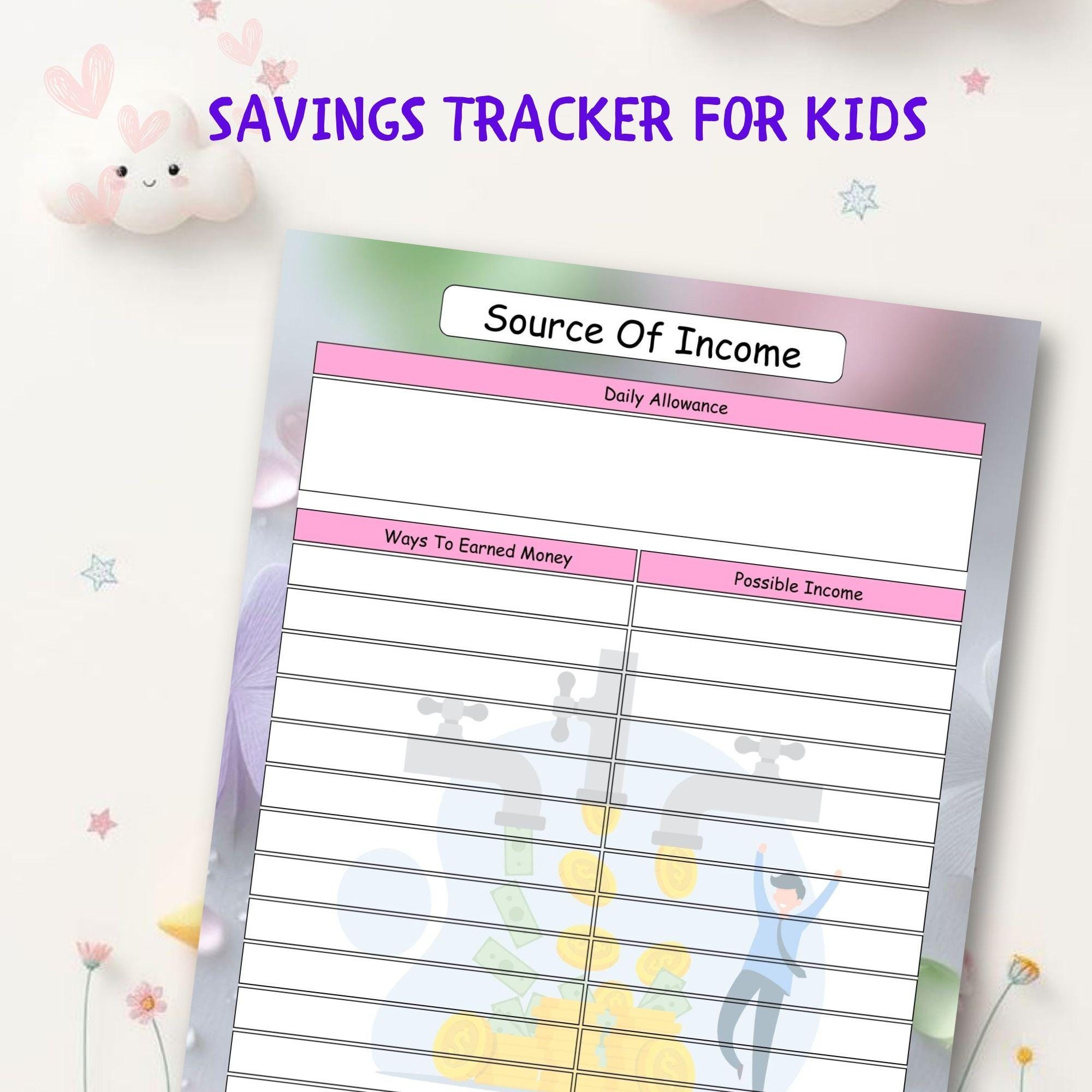 Savings Tracker for Kids – Allowance & Money Goal Chart (Printable)
