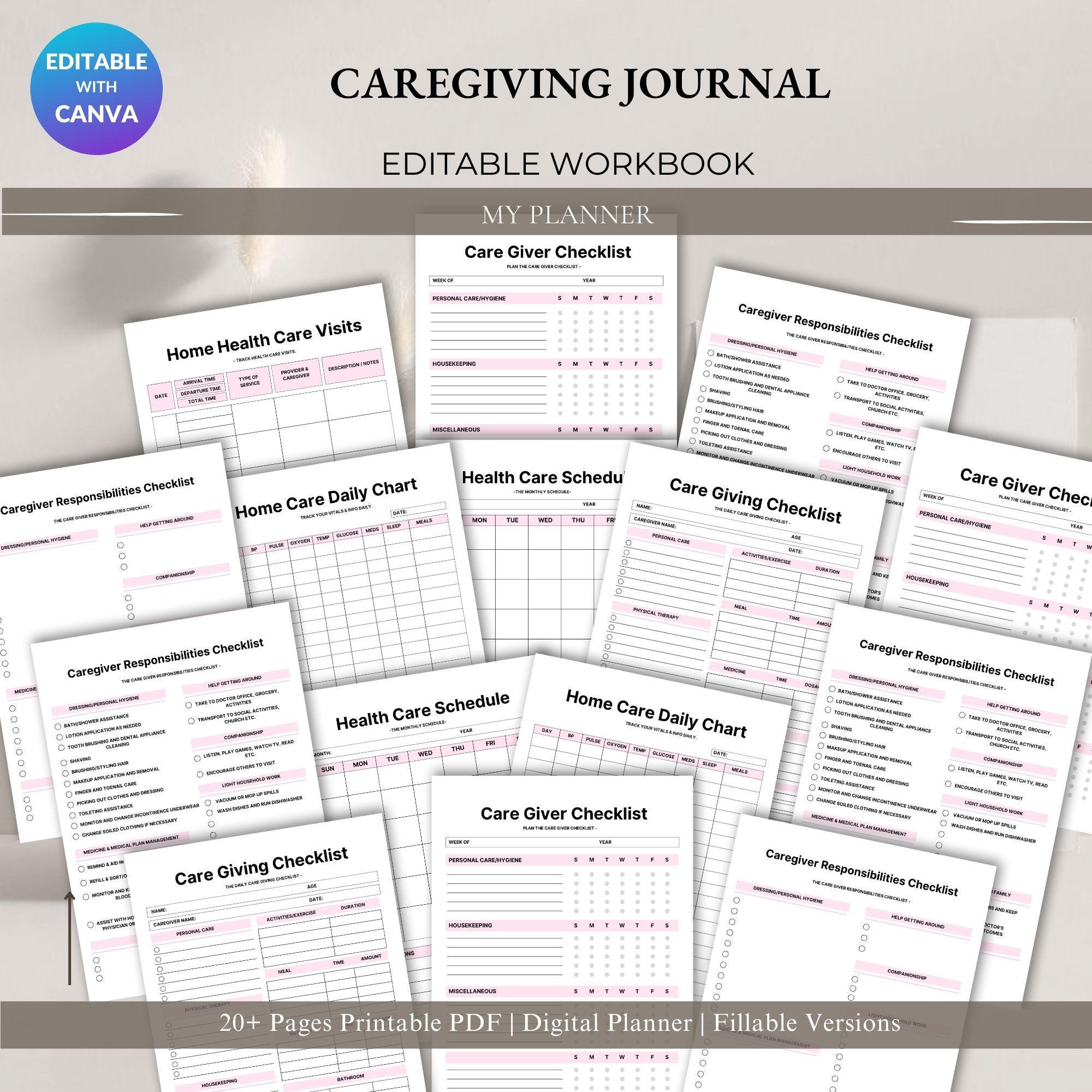 Caregiving Journal – Printable Health & Daily Care Planner