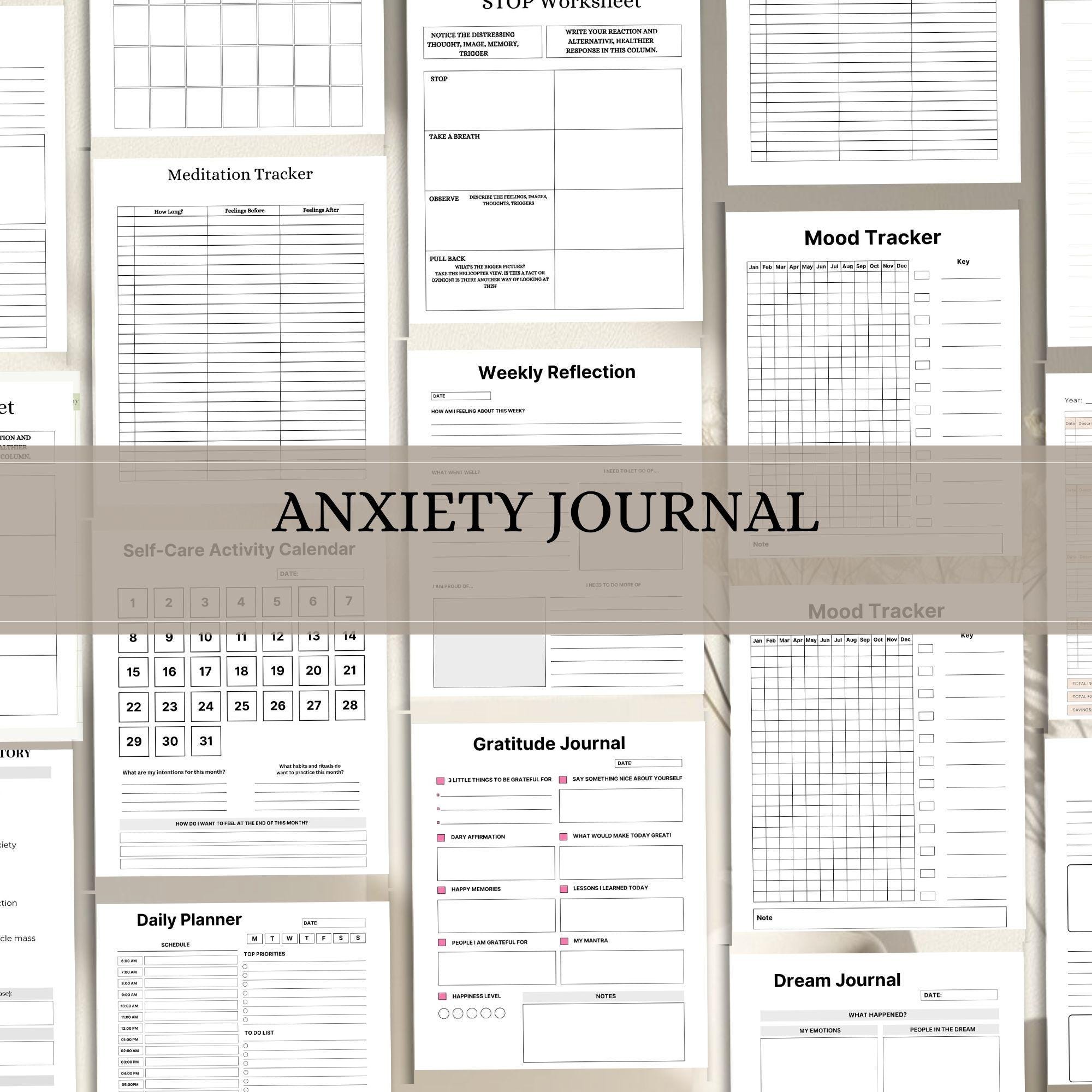 Anxiety Journal Workbook – Mood Logs & Self-Care Planner (Printable PDF)