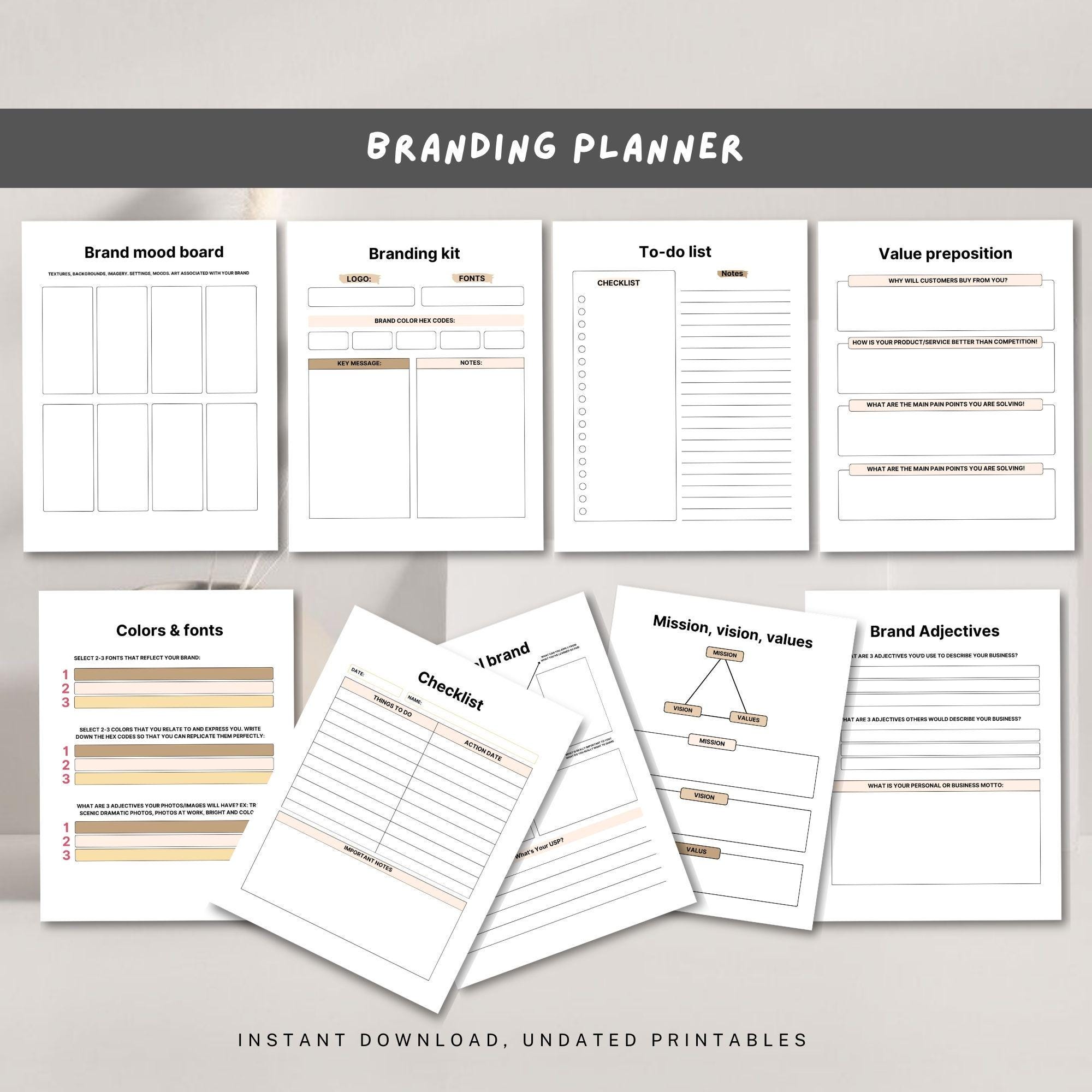 Branding Workbook: Business Identity and Marketing Planner (Digital Download)